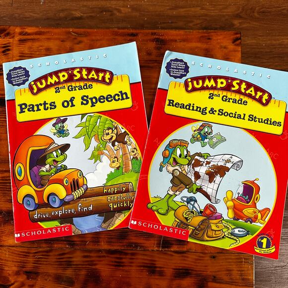 Vintage 2000 Scholastic Bundle of 2 Jump Start 2nd Grade Paperback Workbooks - Picture 1 of 14